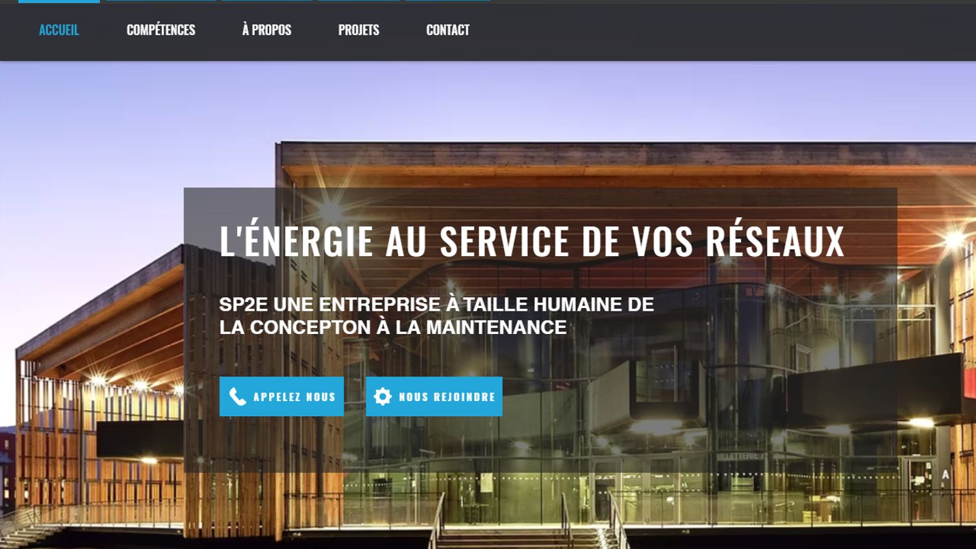 Page d’accueil du site SP2E